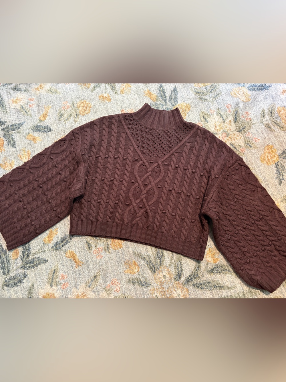 Misa Los Angeles Classic BROWN Cable Knit Oona Sweater XS - Picture 2 of 9